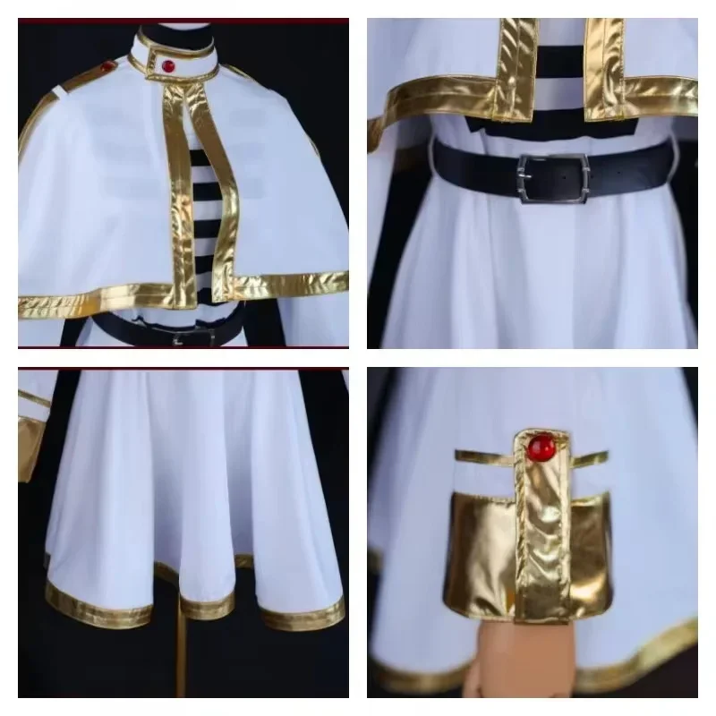 Sousou No Frieren kostum Cosplay sepatu Wig tokoh Anime gaun penyihir Elf telinga pesta Halloween Charistmas untuk wanita