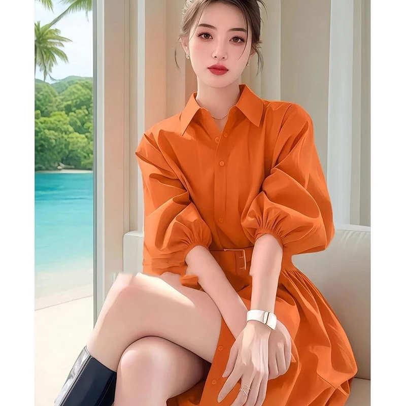 แฟชั่นฤดูใบไม้ร่วงมินิชุดสตรี 2024 หมายเลขLapel Solid Luxury Officeครึ่งแขนเสื้อกระโปรงสั้นชุดสุภาพสตรี