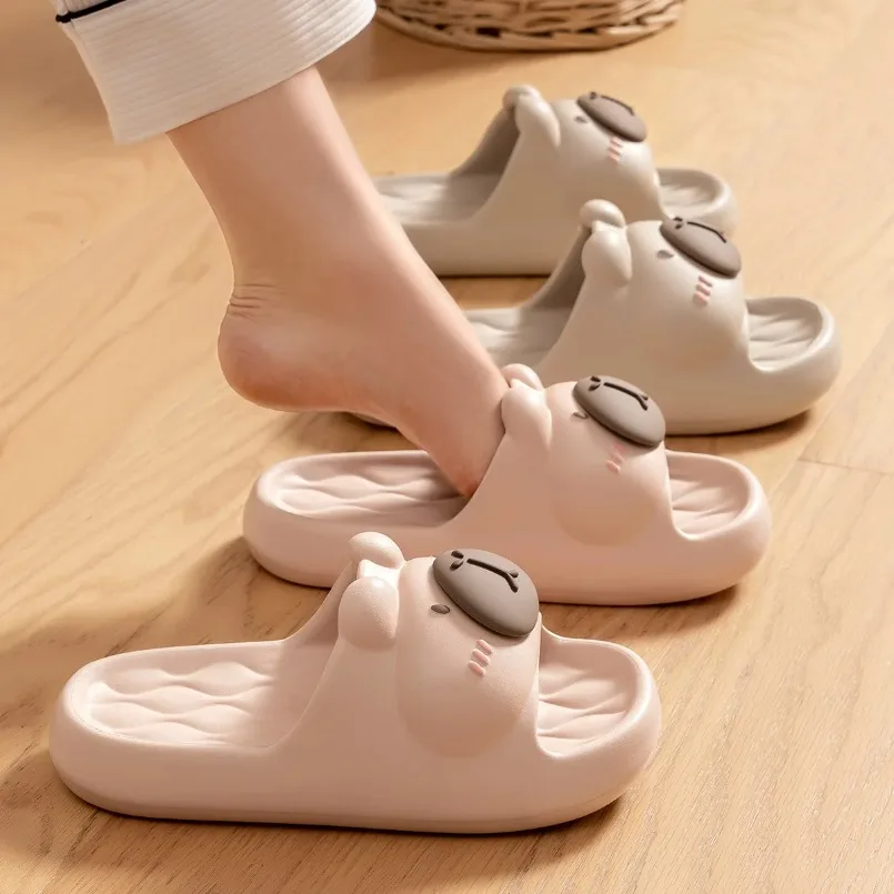 

Домашние тапочки с капибарой, женские милые сандалии с облаками, летние шлепанцы, пляжные шлепанцы, домашняя повседневная обувь для комнаты, Kawai, женская и мужская обувь на плоской подошве, Eva