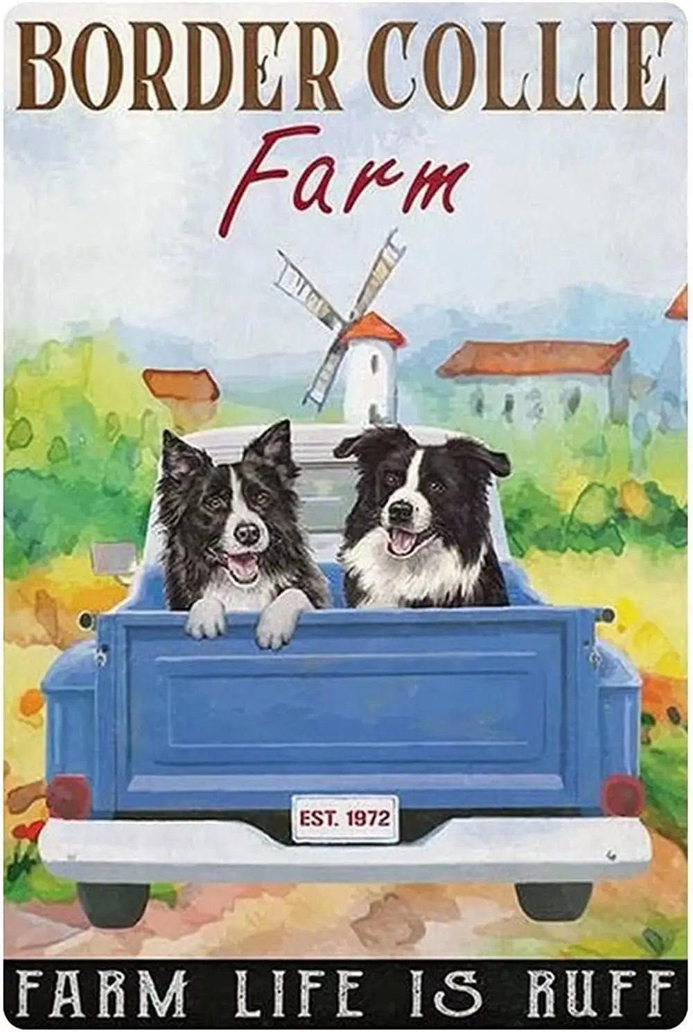 Metal Tin Sign For Border Collie Farm Poster Metal Sign Vintage Farm Life Is Ruff Tin Signs Retro Plaque Wall Decor Gift For