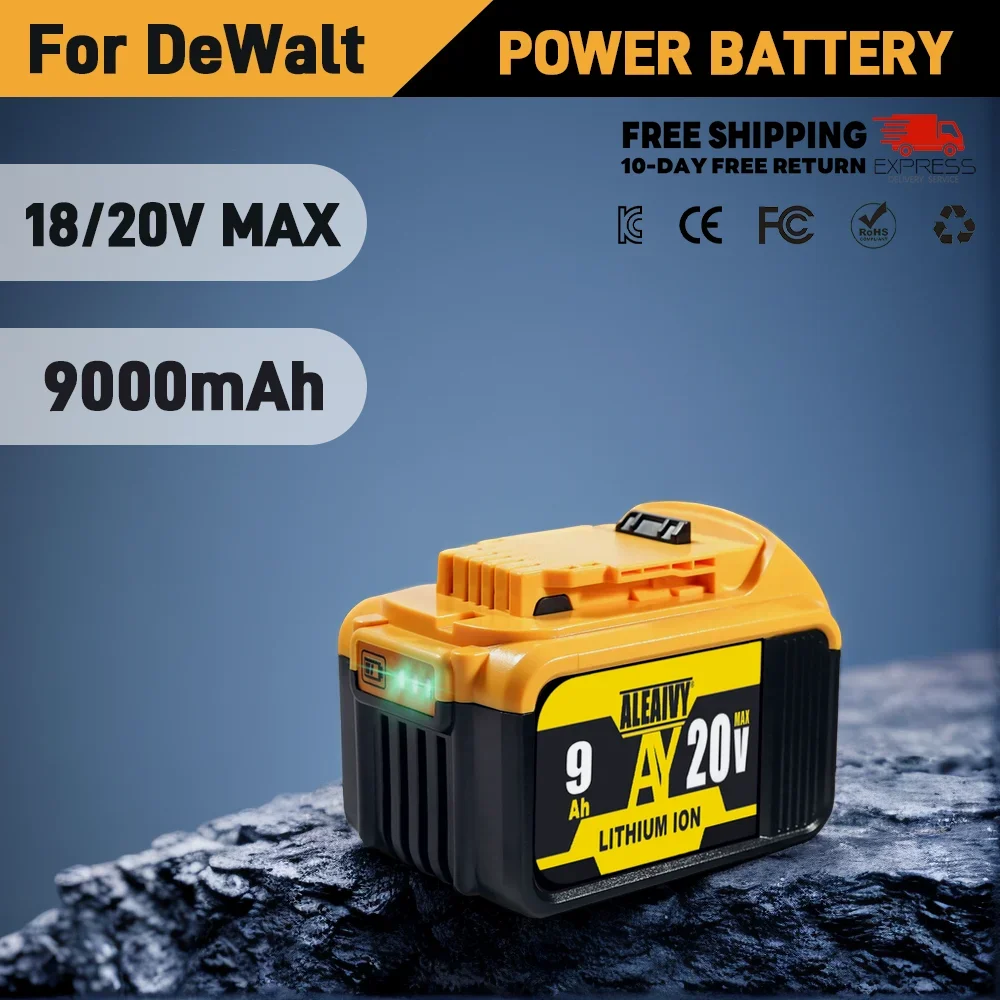 

For DEWALT 20V MAX Lithium Battery 9Ah TDCB118 Charger Kit - Fast Charge for 20V Tools, Compatible with DCB205/DCB206/DCB200