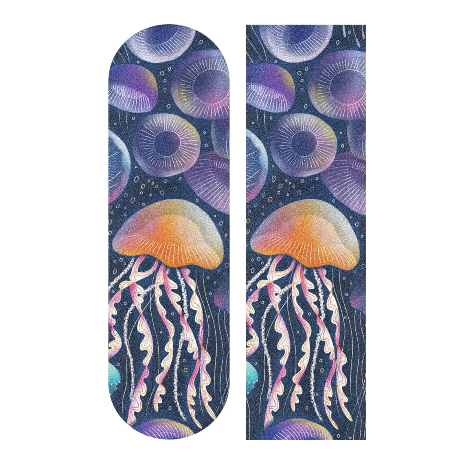 Jellyfish Pattern Waterproof Skateboard Grip Tape,Sand Paper Sheet Sticker Roller Board Sandpaper,Griptape Sheets Easy to Apply