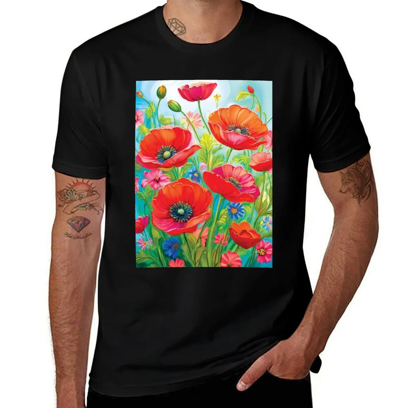 

Flowers T-Shirt Man t-shirt funny shirt cotton sweat mens graphic t-shirts