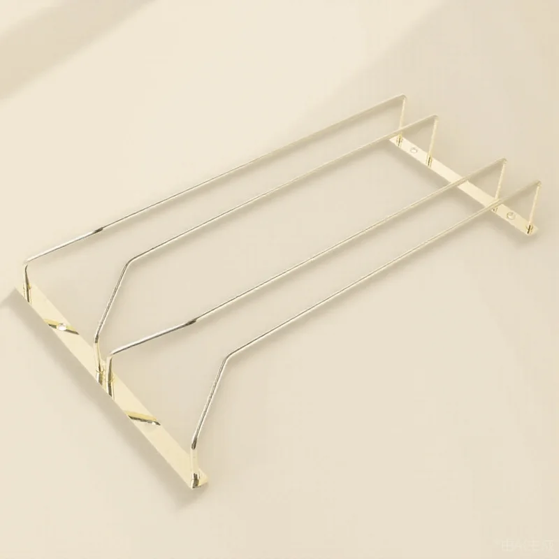 

1pc Wine Glass Rack Stainless Steel Under Shelf Hanging Holder For Kitchen Bar Cabinet Storage Goblets Cup Iron Rack Display