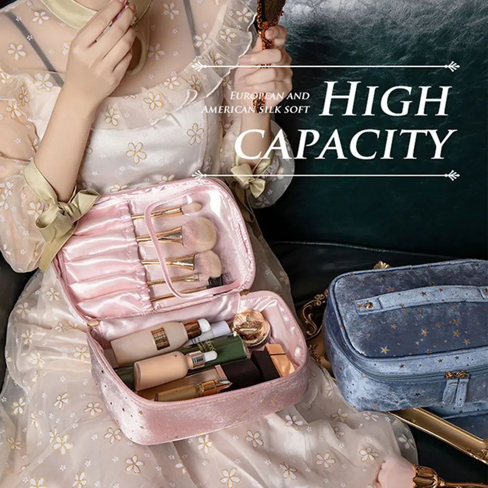 Star Large Capacity Wash Handbags Multifunctional Storage Bags Velvet Cosmetic Bag Makeup Bag Toiletry Case Lipstick Bags