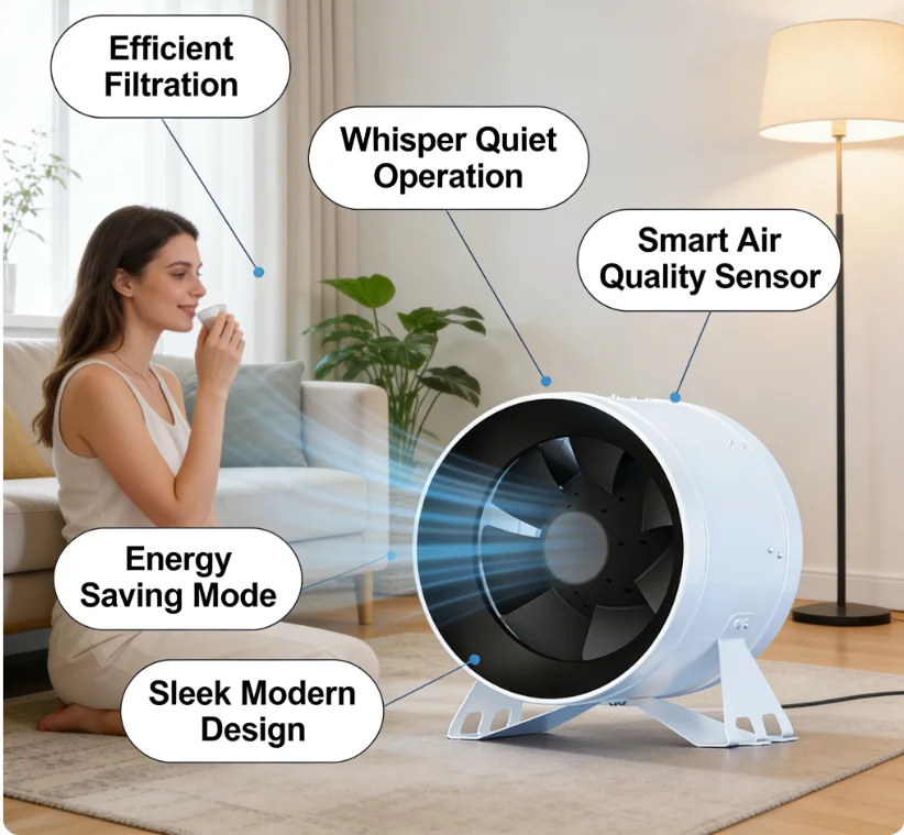 

Вентилятор осевой Sensdar 12 дюймов с высоким давлением и производительностью для очистителей воздуха