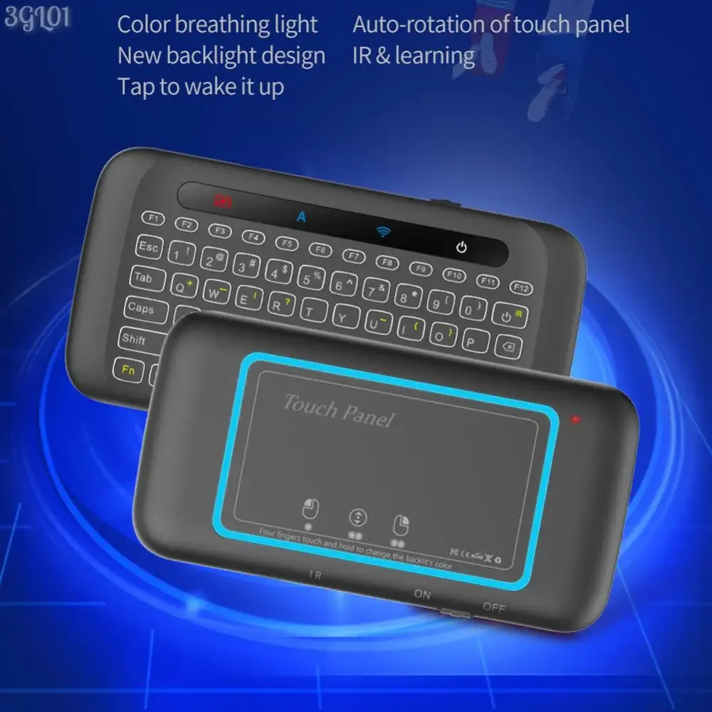 

2.4GHz Backlit Wireless Keyboard IR Leaning Remote Control Touch Screen Touchpad Keyboard Wireless Colorful LED for Smart TV Box