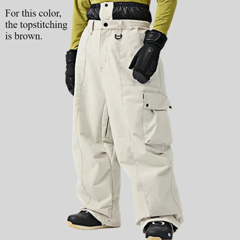 Pantaloni da snowboard da uomo nuovi con tasca grande Pantaloni da sci super larghi Campo di neve Isolamento impermeabile Coppia Abbigliamento sportivo invernale