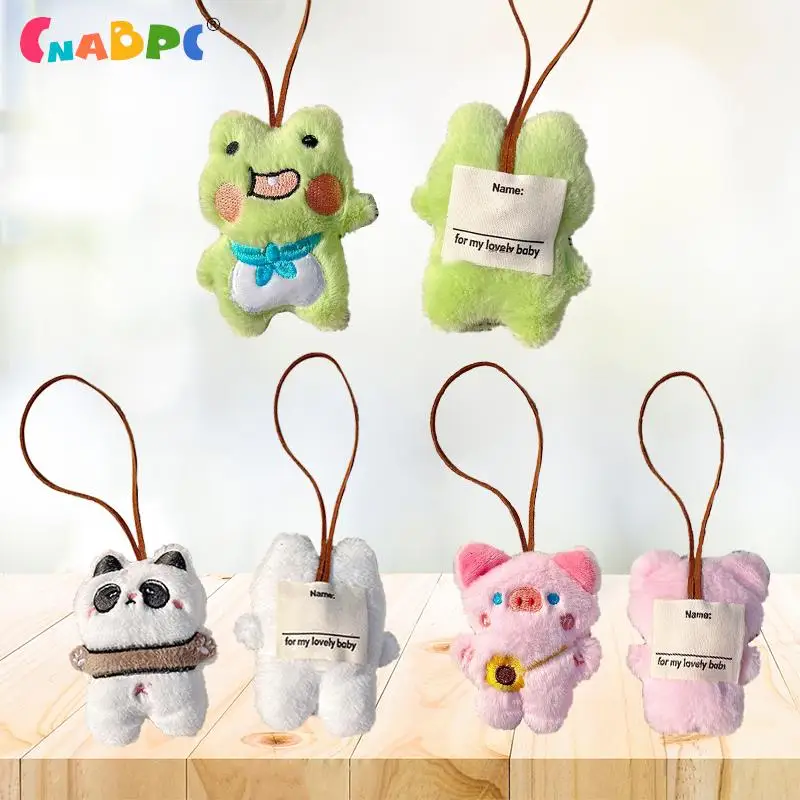 

Cartoon Squeak Doll Name Sticker Keychain Frog Pig Rabbit Panda Plush Toy Anti-lost Mark Luggage Tag Charm Bag Pendant Decor