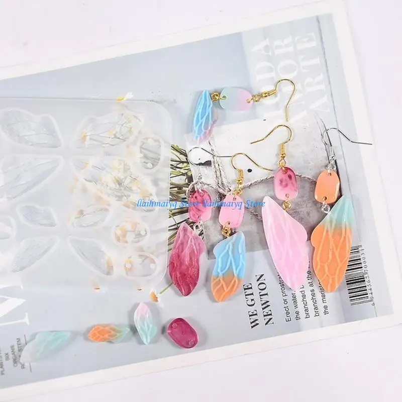 

573B Keychain Resin Molds Fairy Wings Pendant Silicone Mold Jewelry Making Mold