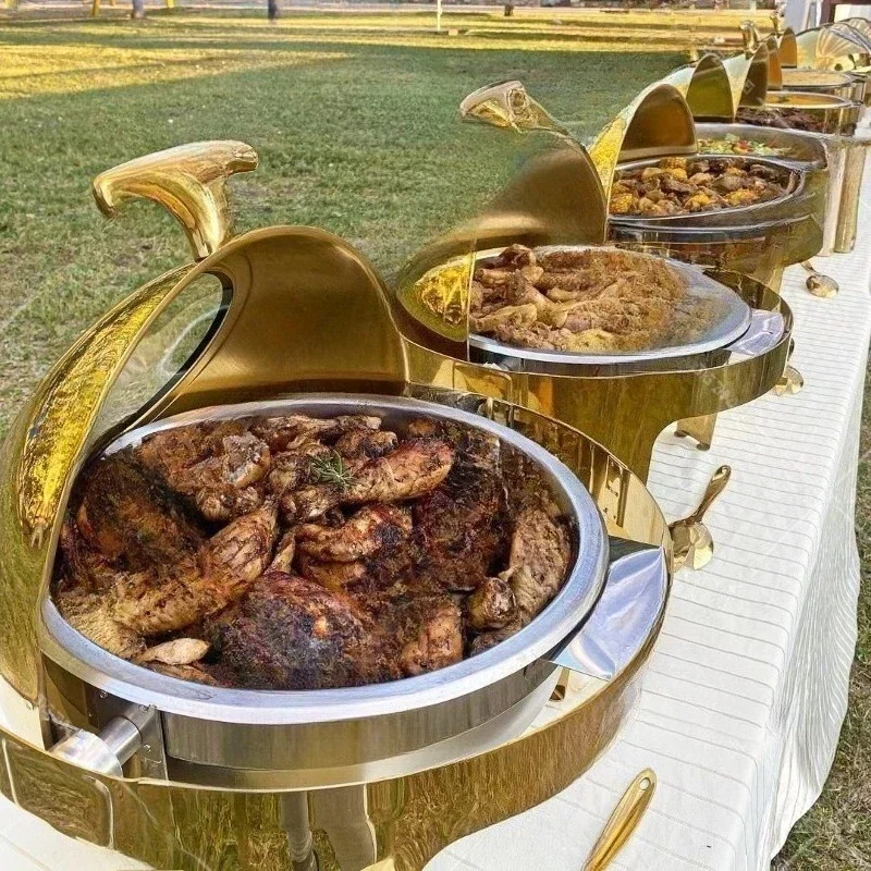 Buffet set Black round hydraulic hot pot 6 liters catering hot pot