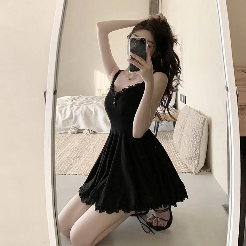 Mini Dress Women Sexy Summer A-line Slim Party Spaghetti Strap Sundress Vacation Ladies High Waist Ulzzang Fashion Vestidos Y2k