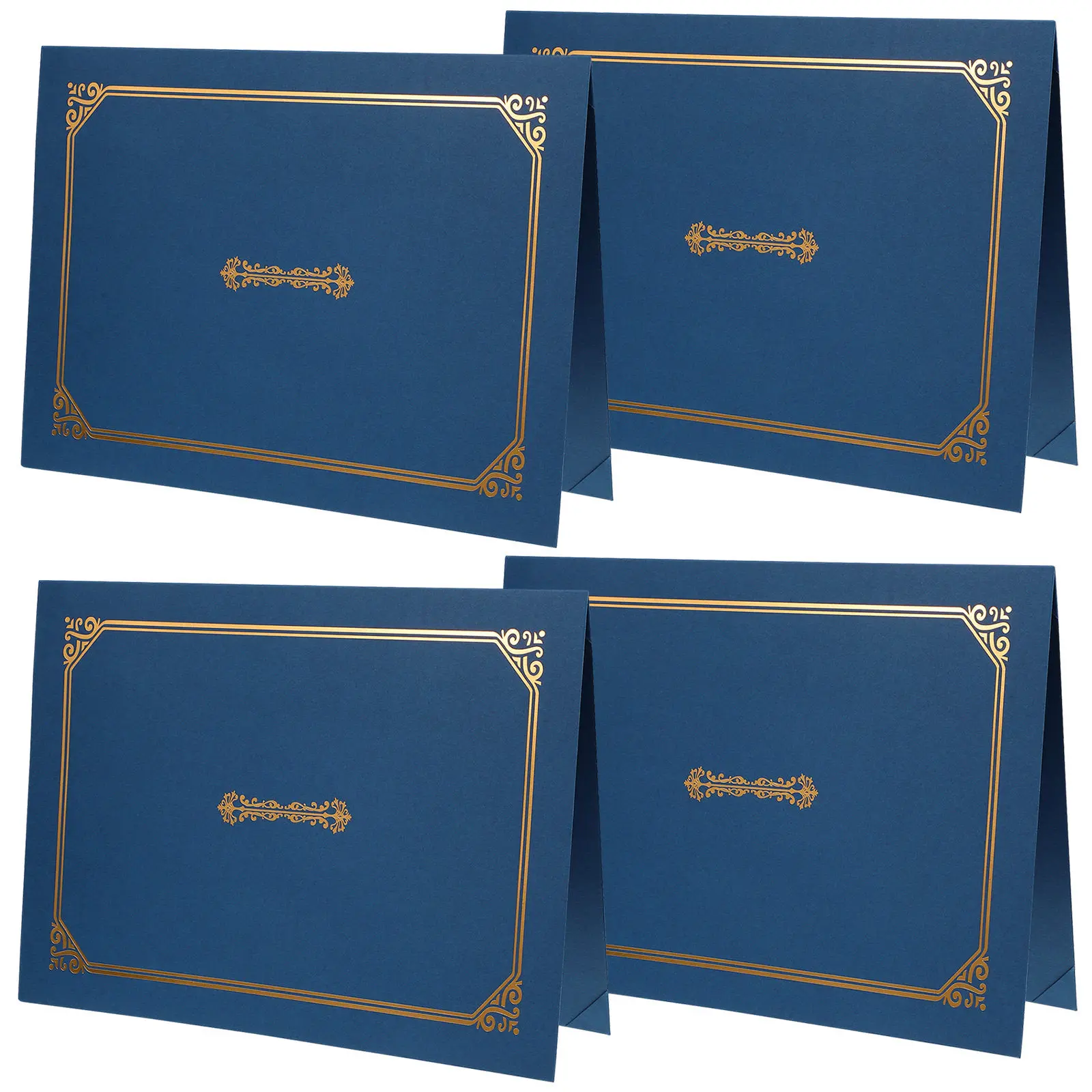 

4Pcs Diploma Certificate Holders Gold Foil Border Paper Document Cover Award Folders for Home Office School 30.8x22.5cm Navy