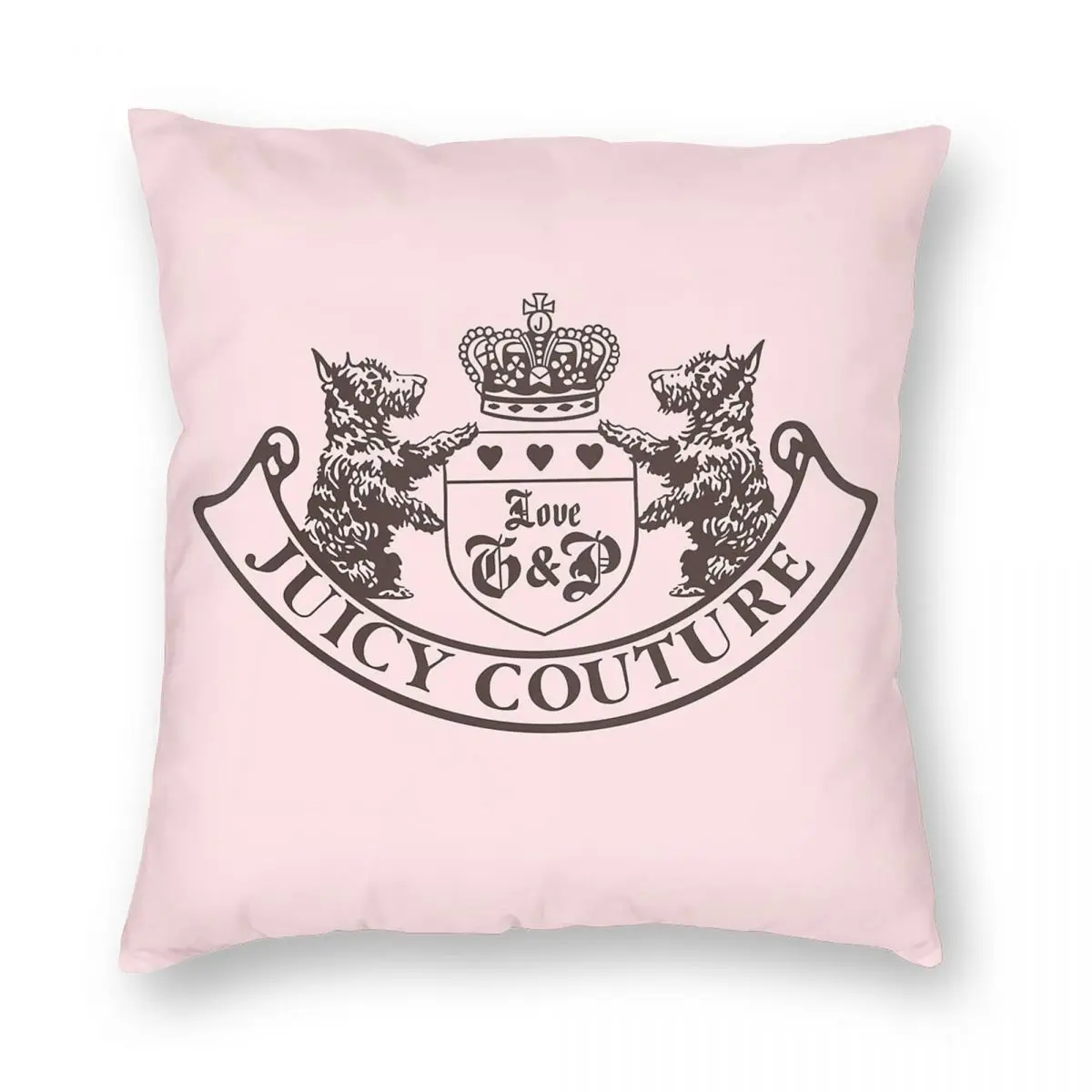 Y2K Juicy Couture Crest Kwadratowa poszewka na poduszkę Poliester Lniany Aksamit Kreatywny zamek błyskawiczny Dekoracyjna poszewka na poduszkę na