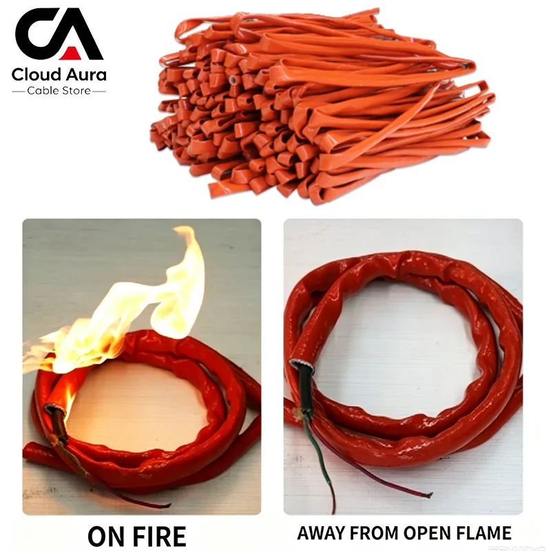 Dia 4-40mm Silicone Resin Coated Glass Fiber Braided Tube, High‑Temp Insulation Fire Retardant Fireproof Fiberglass Sleeve
