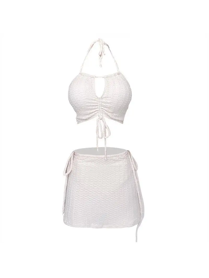 بيكيني نسائي مثير من ثلاث قطع، زي سباحة للينابيع الساخنة، تصميم نحيف مع بطانة صدر، إحساس راقي، أسلوب مشاهير الإنترنت #5