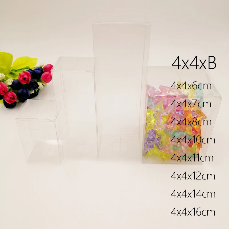 Transparent Plastic Storage Box, Clear PVC, Christmas Gift Box Packaging, Candy Wed Gift Boxes, Jewelry Boxes, 4x4 B, 50Pcs