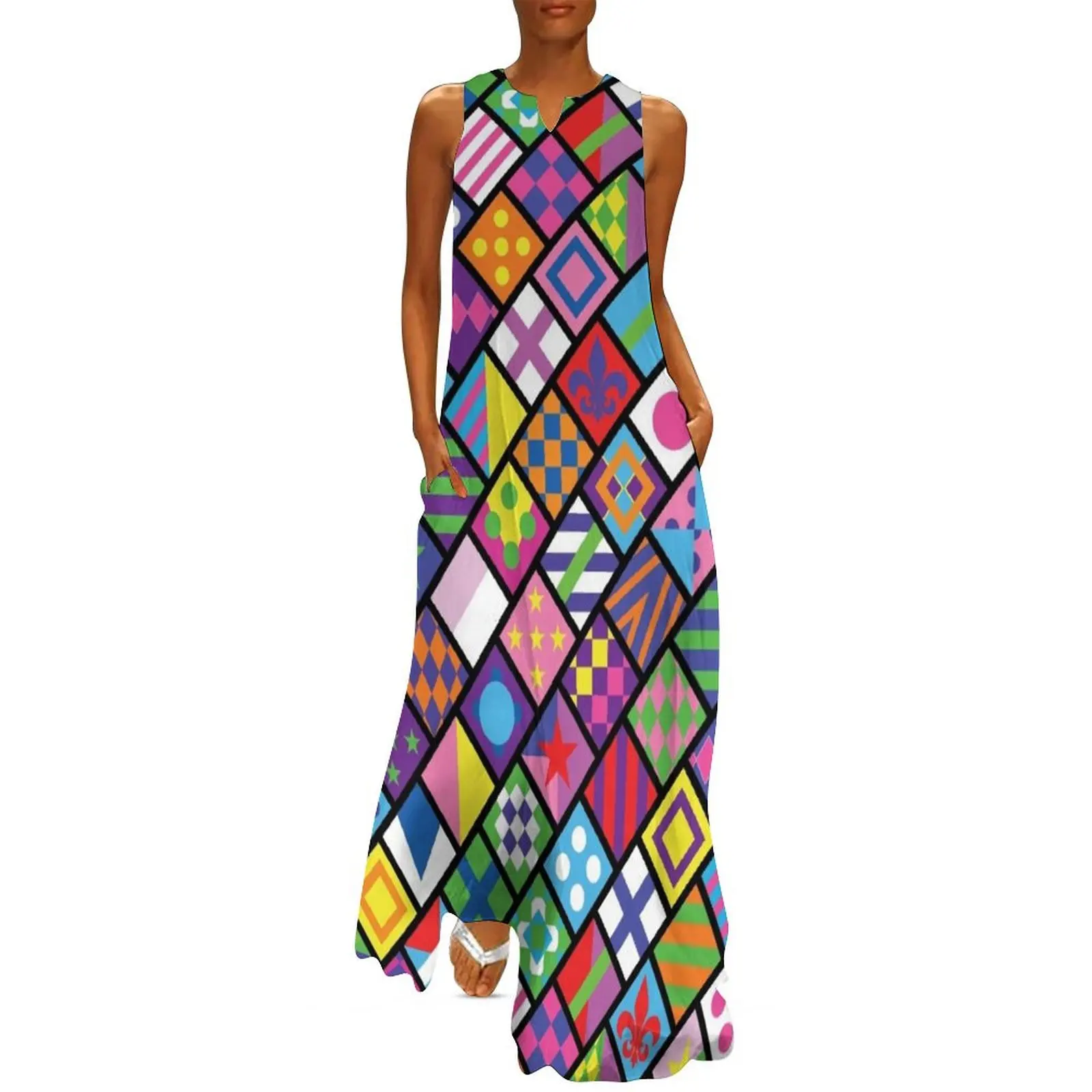 

Horse racing colorful jockey squares Long Dress dresses summer woman 2024 women"s dresses luxury