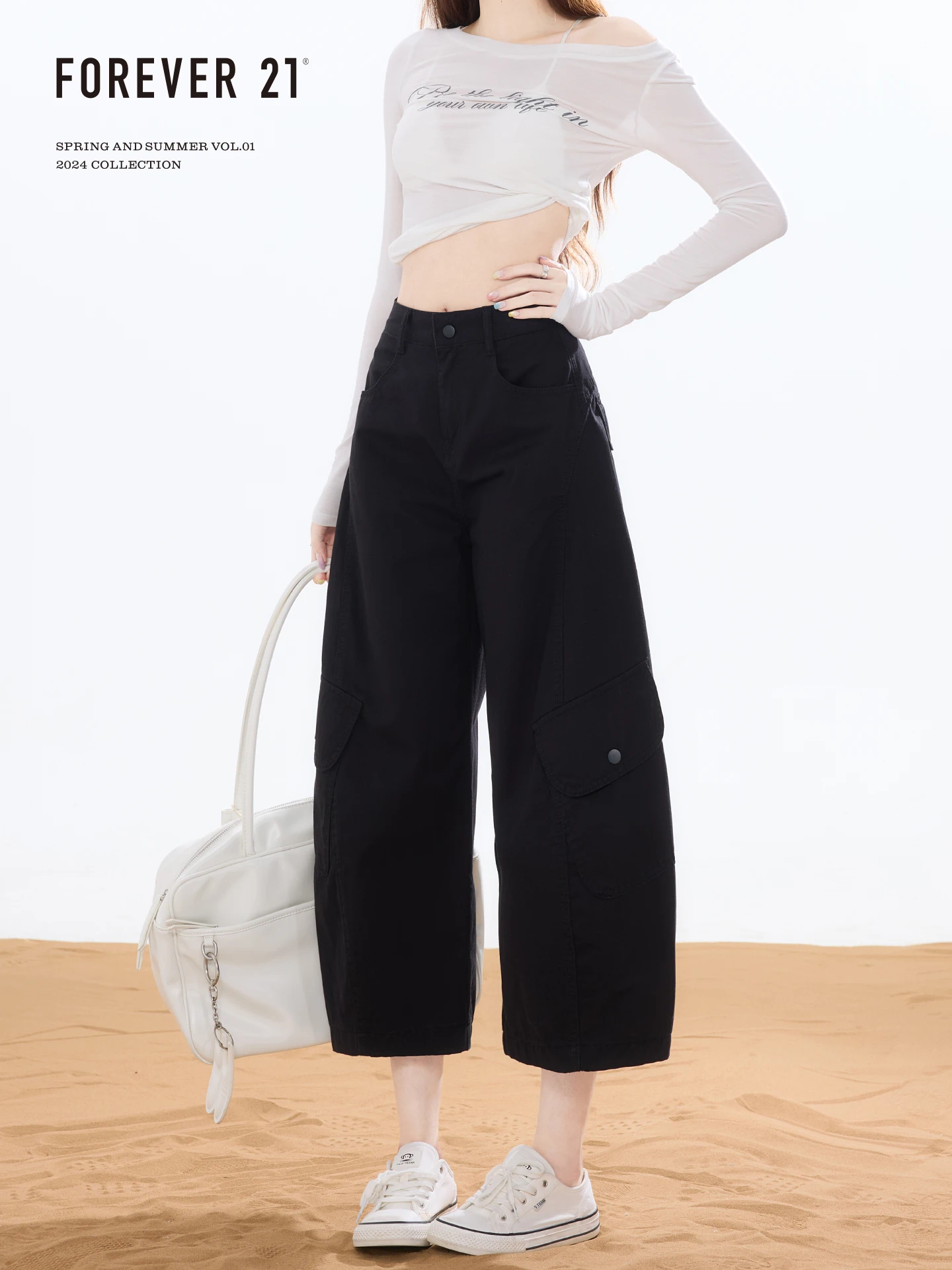 High Waist Wide Leg Black Denim Capri Pants Women's Autumn Versatile High Waist Workwear Mid-Length Pants Pear Shape