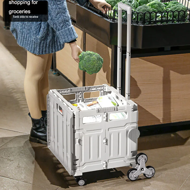 

Shopping Cart Small Pull Cart Folding Shopping Cart Home Light Portable Picnic Express Small Cart Hand Pull Rod Trailer Artifact