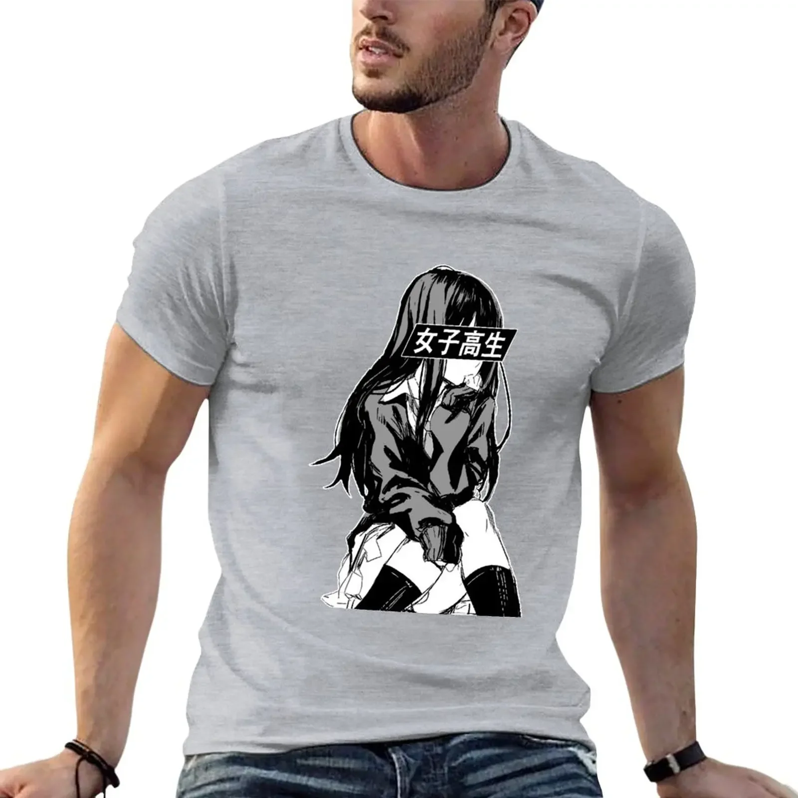 

SCHOOLGIRL - SAD JAPANESE ANIME AESTHETIC T-Shirt korean fashion plain new edition black t shirts for men