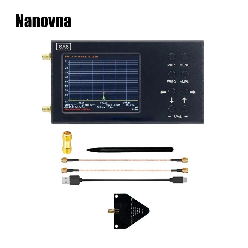 

Nanovna SA6 Spectrum Analyzer 6GHz RF Handheld Frequency HTDF Log Periodic Antenna EMI Test Provide PC Software Portable HTOOL