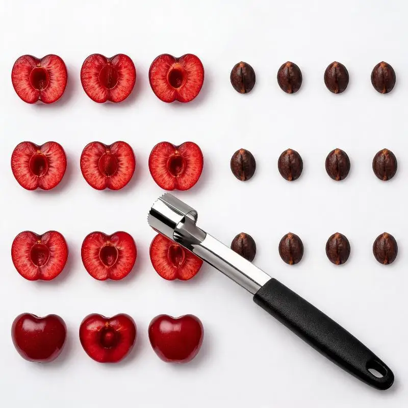 Stainless Steel Cherry Corer With Non Slip Handle And Sharp Blade For Home Kitchen Baking And Fruit Prep