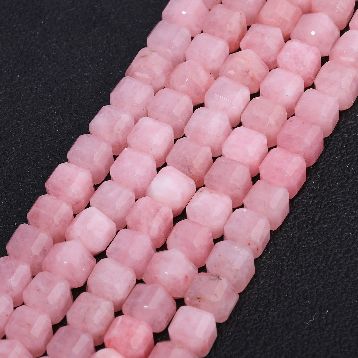 7-8mm Faceted Cube Natural Stone Pink Chalcedony Beads Square Spacer Beads for Jewelry Making DIY Energy Charms Bracelets