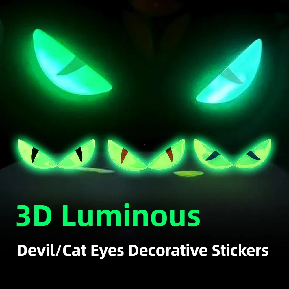 3D Reflective Devil's Eyes Stickers Compact Night Light 3D Cat Eyes Stickers Car Motorcycle Electric Scooter Modified Decoration