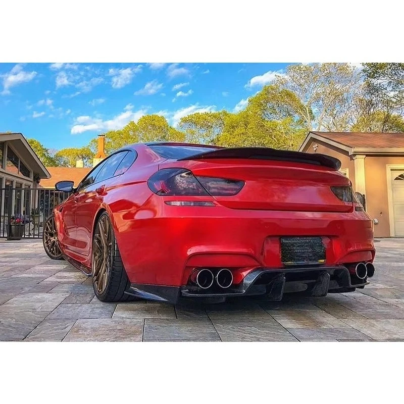 For 2012-16 For BMW F06 F12 F13 M6 Coupe Sedan Carbon Fiber Rear Bumper Lip Diffuser Spoiler with Under Tray Blade