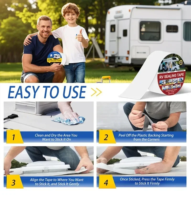 Professionele witte RV dakkittape - Heavy Duty waterdichte reparatie voor aanhangwagendaklek, zonnepaneelsystemen, camper, boot