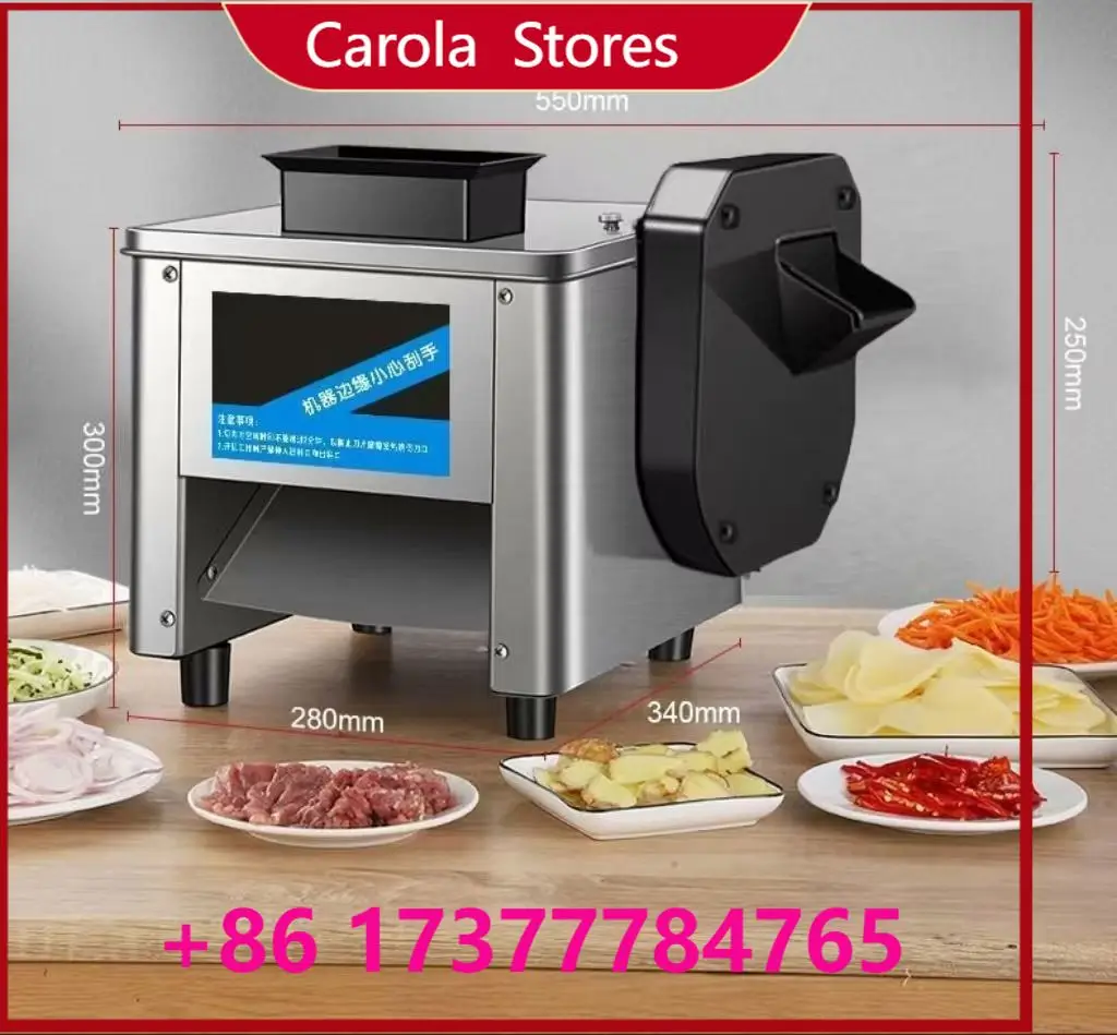 New Commercial Automatic Dual Inlet Meat Slicer, Copper Core Motor Fresh/Frozen Cutter for Chicken Fillet, Breast,