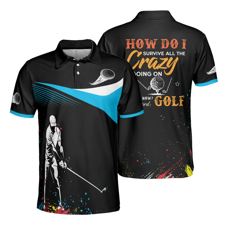 Fashion Bowling Polo Shirt For Men Summer 3D Print Short Sleeve Tees Golf Polo Shirts Quick Dry Street Tops Oversized T Shirt