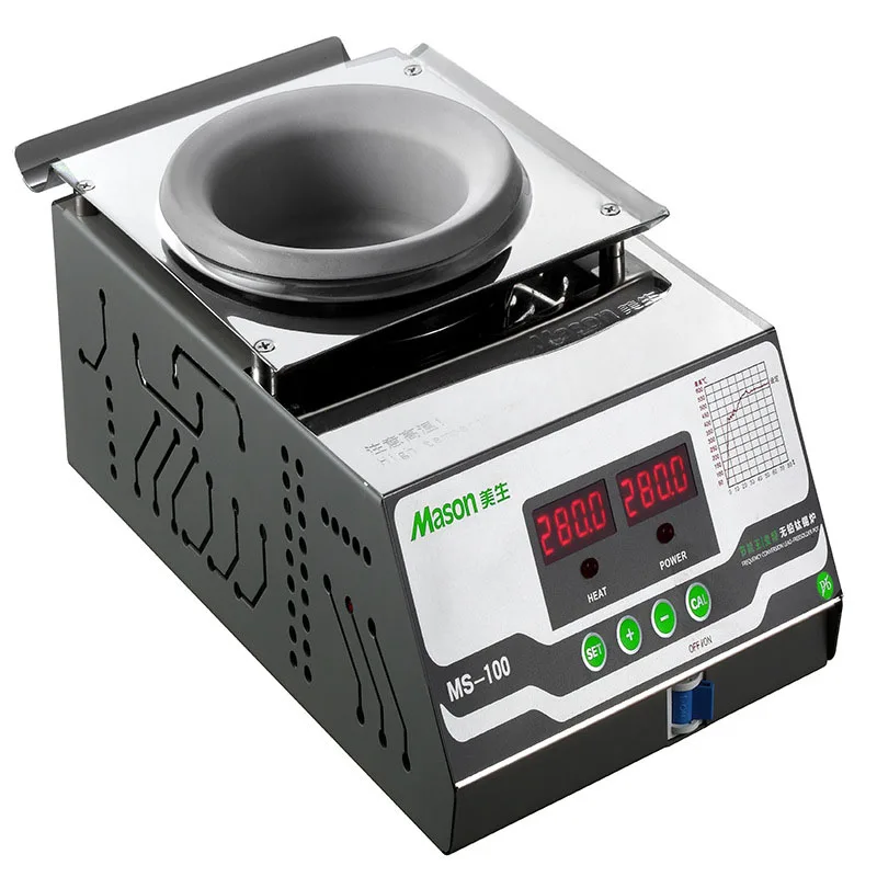 MS-100 ตะกั่ว-ฟรีไทเทเนียมบัดกรีหม้อดิจิตอลจอแสดงผล 500 W ดีบุกละลาย 2KG อุณหภูมิปรับดีบุกละลายเตา 110/220V