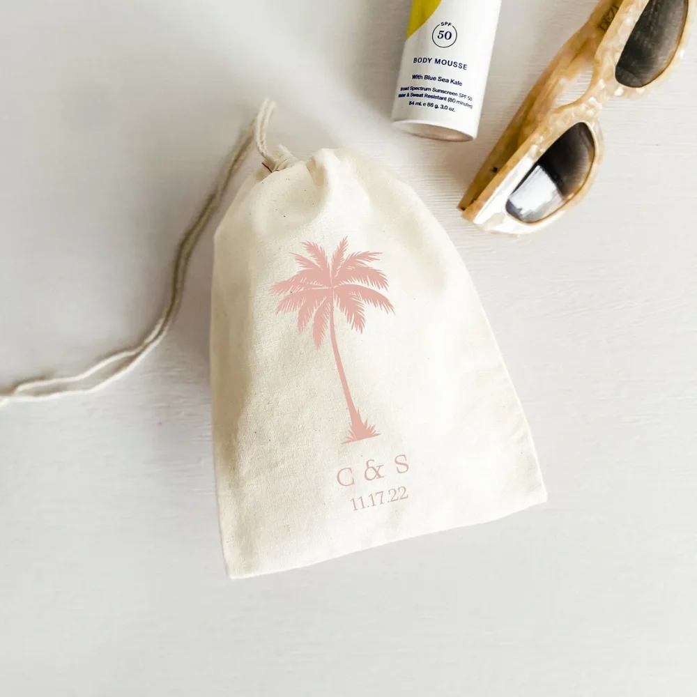 20 pcs Palm Tree Destination Wedding-Wedding Favor Bag-Wedding Party Favor-Personalized Hangover Kit-Custom Tropical Favor Bags