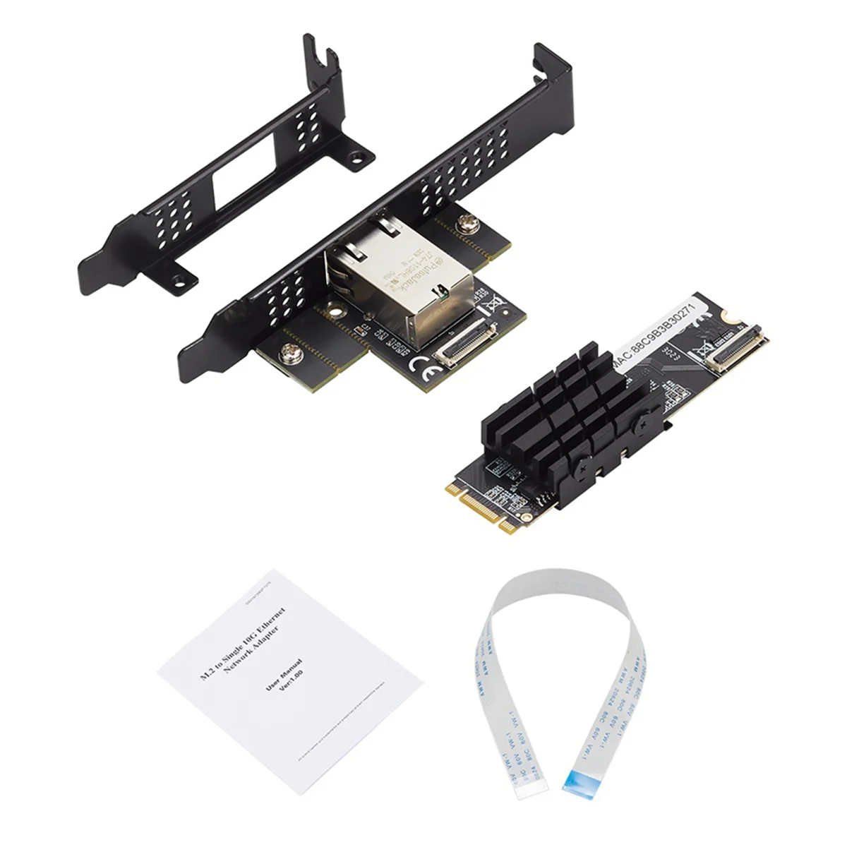 Imagem -03 - Placa Adaptadora de Rede Ethernet Iocrest M.2 para Porta Única 10g Chave Gigabit Nic b 10g 2.5g 1000m Rj45 Lan Chip Aqc107