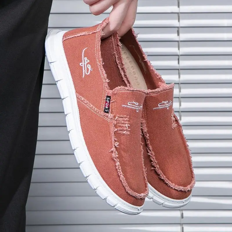 Men\'s Washed Fabric Casual Shoes Anti Slip and Wear-resistant Driving Shoes Canvas Shoes