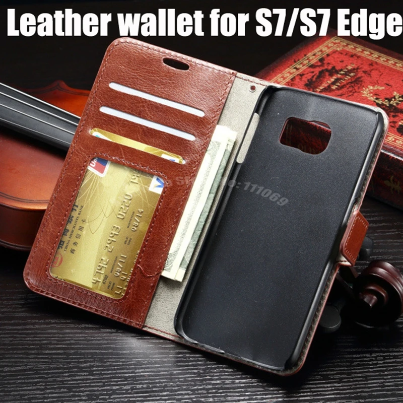 100pcs DHL Free S7 /S7 Edge Luxury Retro Leather Case For Samsung Galaxy S7 Stand Shell Phone Bag Wallet Cover With Photo Slot