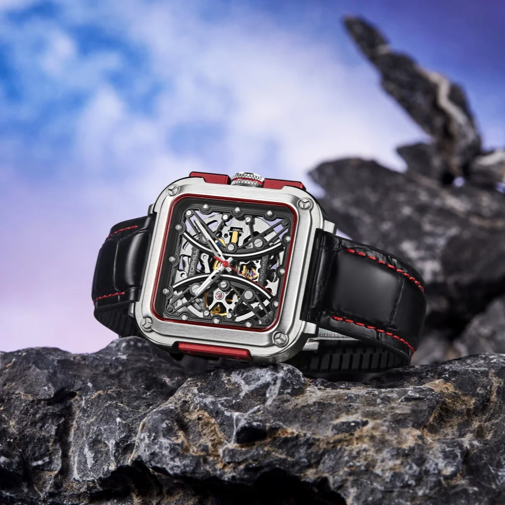 TOPHILL Skeleton Man Watch Automatic Mechanical 42mm 28D0 Hollow Dial Design Sapphire Super Luminous Urban Sports TUT002G view 6