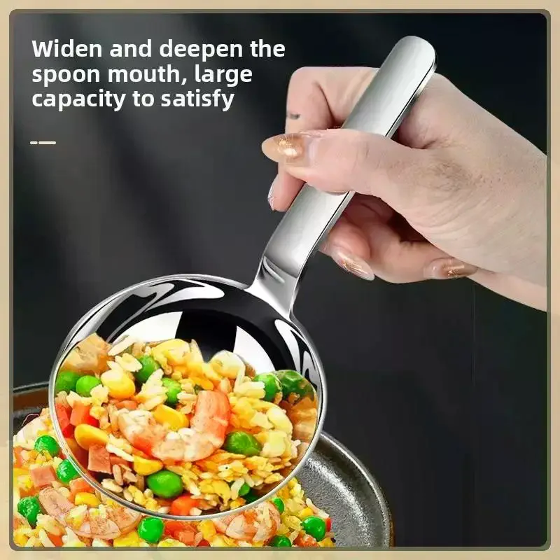 201 Stainless Steel Deepen Tablespoons Soup Ladle Short Handle Large Ramen Bouillon Spoon Kitchen Tableware Cooking Utensils