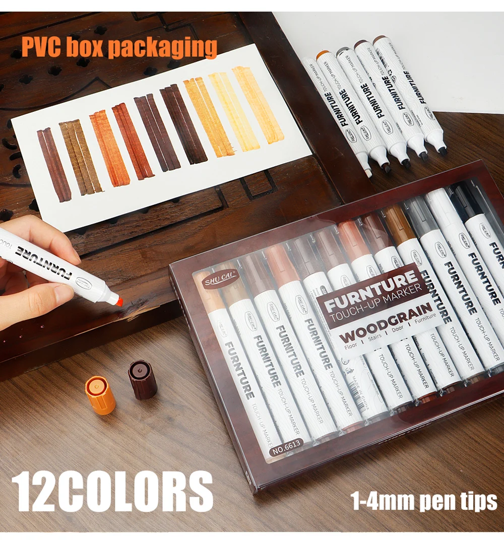 8/12 farben Möbel Ausbesserung Kit Marker Füllstoff Sticks Holz Verbund Korn Farbe Reparatur Stift Kratzer Wiederherstellung Scratch Patc – Detail 4