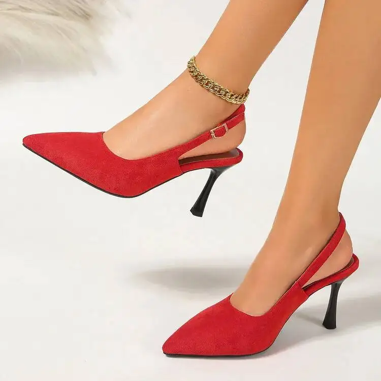 

Sexy Stiletto Heels Red Pointed Toe Office Women Shoes Leopard Print Women's Sandals