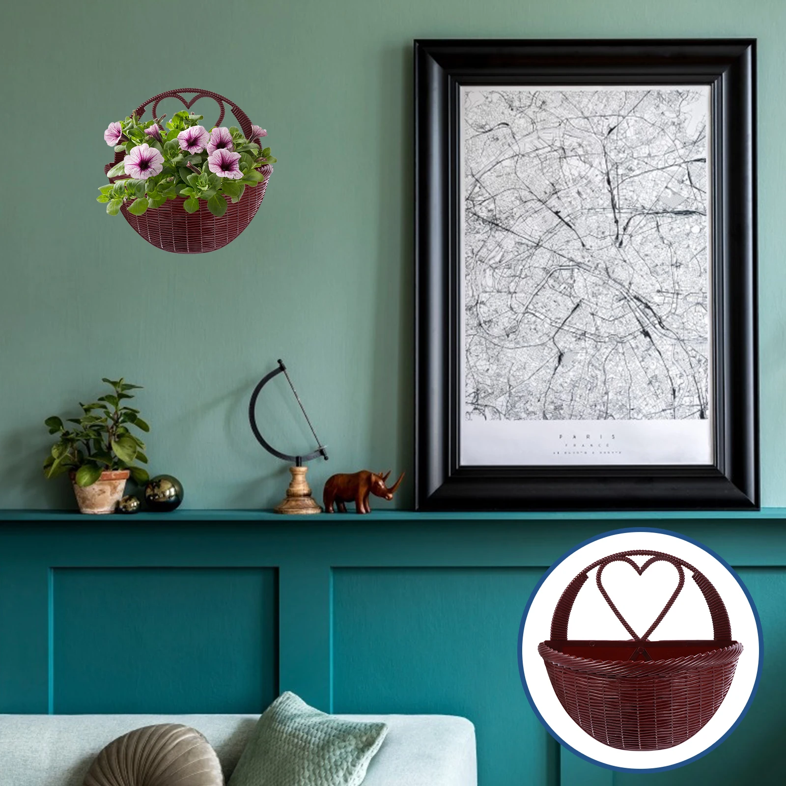 

2pcs Plastic Flower Hanging Decorations Plant Baskets Wall Decors Home Wall Decor Lightweight Environmentally Friendly Fake