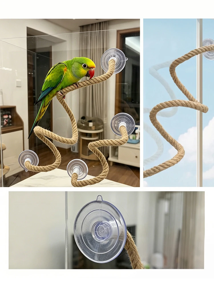 1 Stück Leinenseil DIY Biegbarer Sitzstab für Vögel Rutschfester Komfortgriff Saugnapf Vogel-Kletterseil Stabil Langlebig – Detail 6