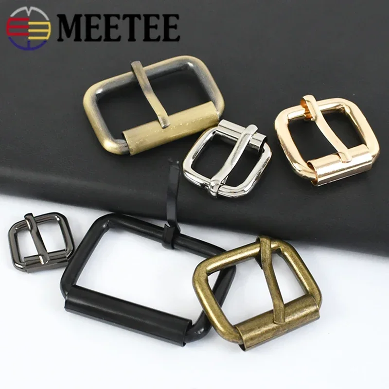 10/20Pcs Meetee 13-38mm Metal Buckles for Belt Roller Pin Buckle Bag Strap Adjustable Slider Ring Clasp DIY Hardware Accessories