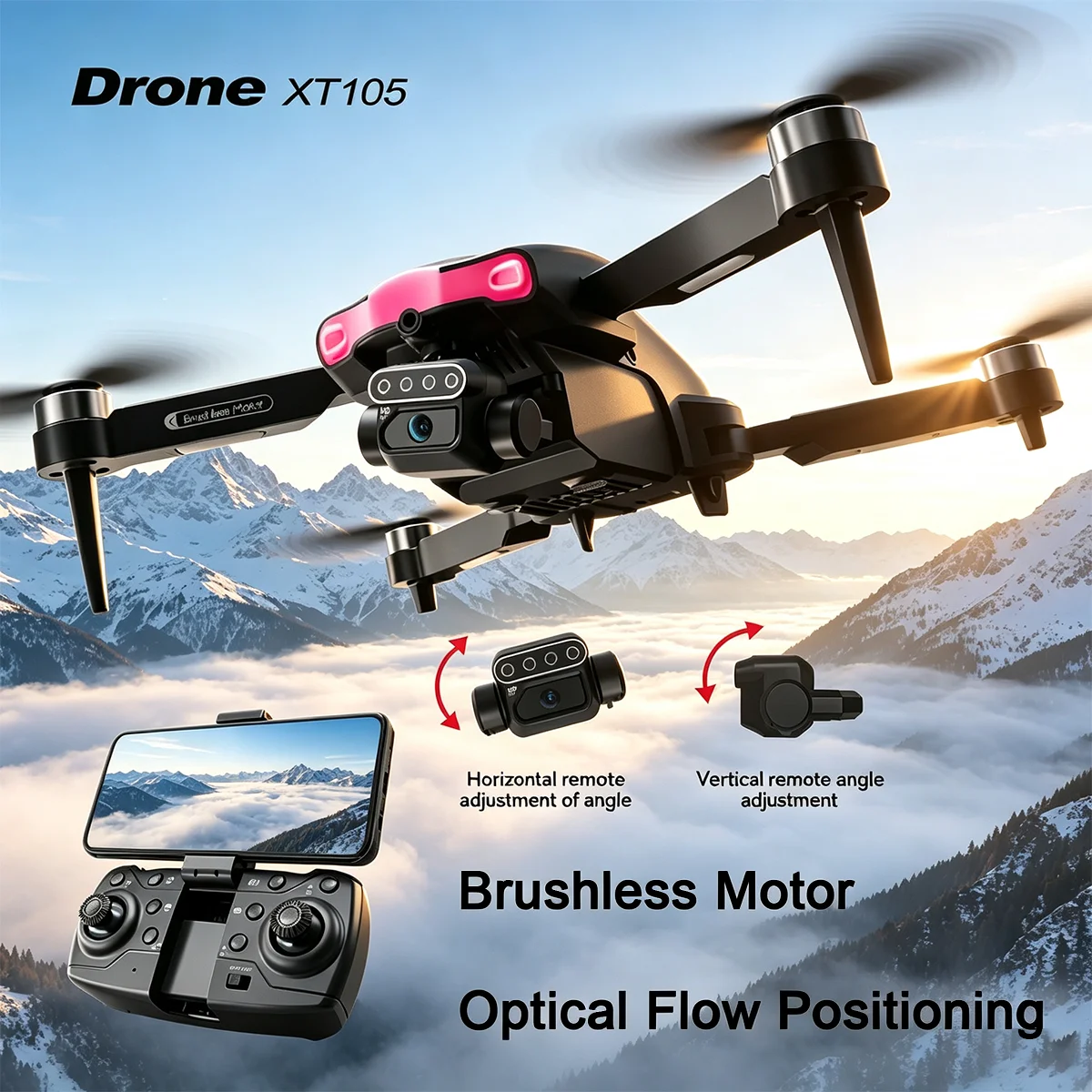 New XT105 RC Drone Professional 4K/6K HD Dual Camera Security UAV Brushless Motor Optical Flow Positioning Foldable Quadcopter
