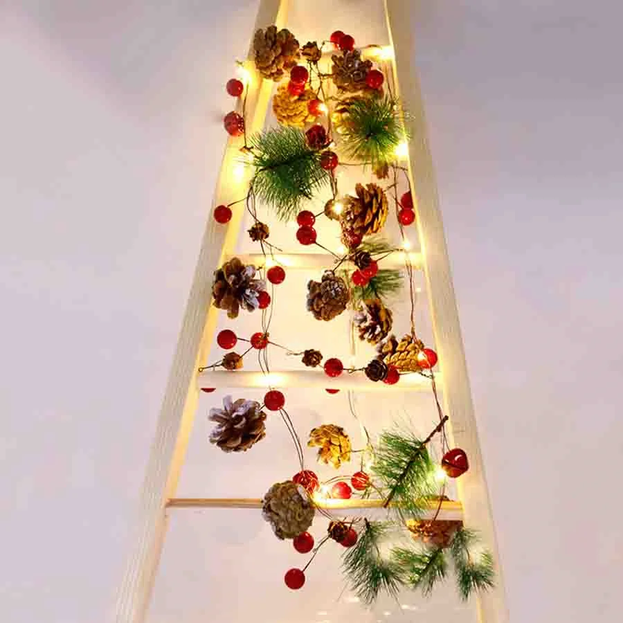 New 2M 20LED Pinecone Berry Bell String Lights Battery Operated Christmas Garland Fairy Lights for Xmas Tree Party Wedding Decor