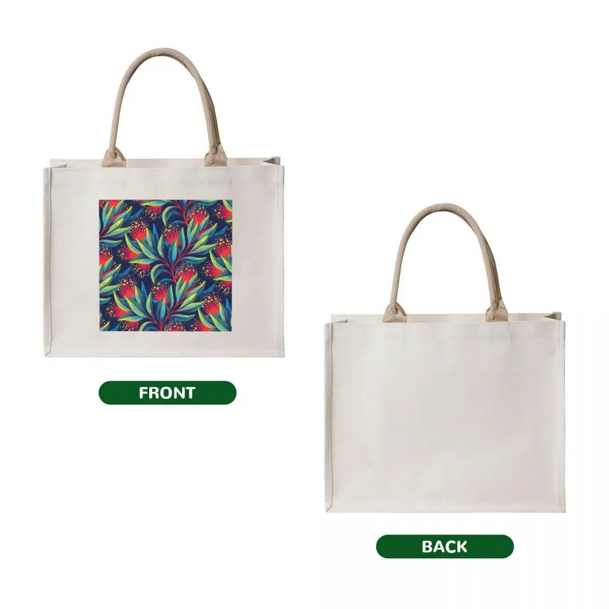 Pohutukawa - Red / Green Tote Bag hand bags Portable shopping bag large tote bag Canvas