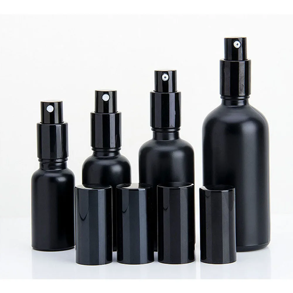 15ml 30ml 100ml Essential Oil Spray Bottle Black Fine Mist Perfume Atomizer Refillable Glass Bottles Empty bottle shampoo Bulk