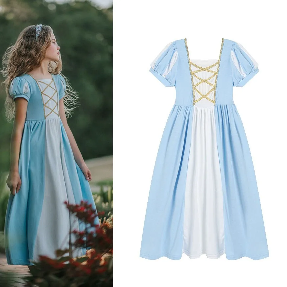 

2023 Girls Belle Rapunzel Aurora Gown Children Carnival Cartoon Dress Kids Princess Party Soft Outfit Christmas Clothes 3-10T